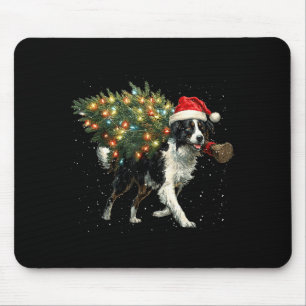 Süßer Border Collie Hund in einem Weihnachtsbaum f Mousepad
