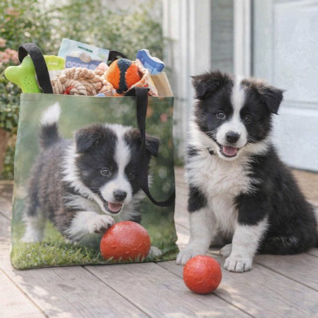 Süßer Border Collie-Hundefan  (Adorable Border Collie tote with red‑ball design stylish, durable, and pet‑lover approved)