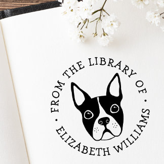 Süßer Boston Terrier aus der Bibliothek des Buchna Gummistempel