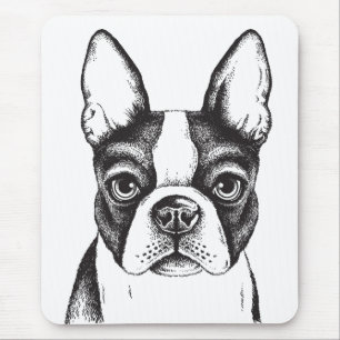 Süßer Boston Terrier Schwarz Weiß Welpe Lustiger H Mousepad