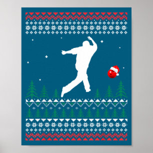 Süßer Bowling-Spieler Weihnachtsmann Hut hässliche Poster