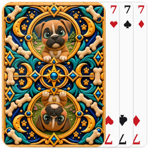 Süßer Boxer-Welpe, Baby-Hund Spielkarten