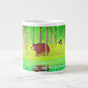 "Süßer Braunbär, der in einem üppigen grünen Wald Jumbo-Tasse