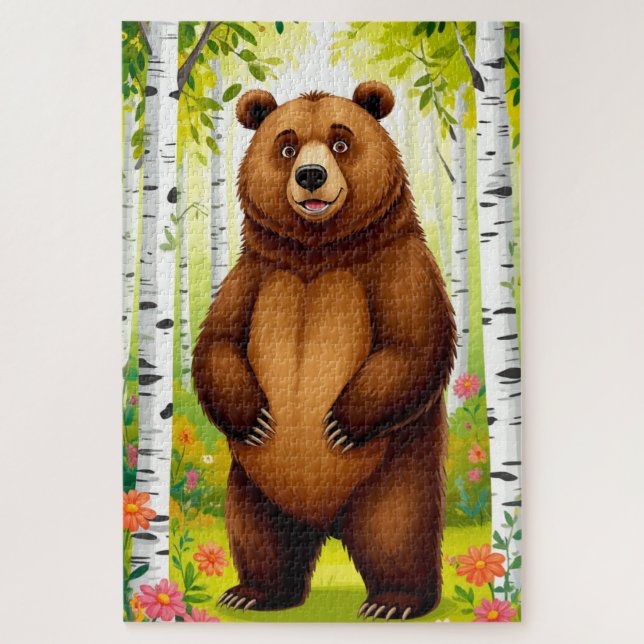 Süßer Brauner Bär Cartoon Puzzle (Vertikal)
