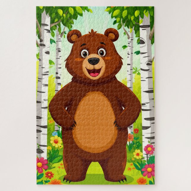 Süßer Brauner Bär Cartoon Puzzle (Vertikal)