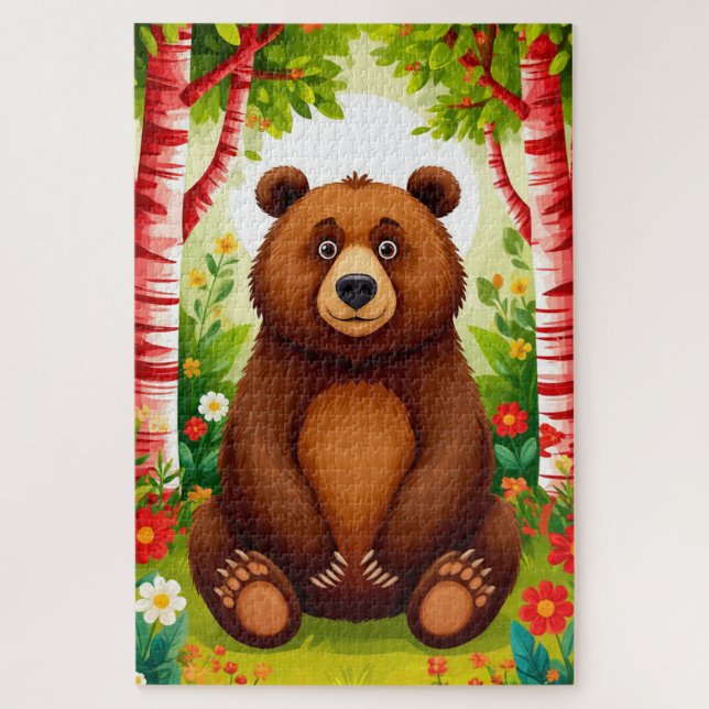 Süßer Brauner Bär Cartoon Puzzle (Vertikal)