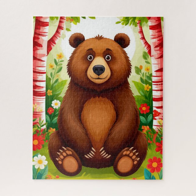 Süßer Brauner Bär Cartoon Puzzle (Vertikal)
