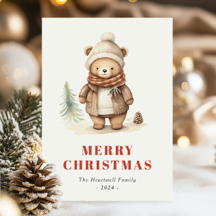 Süßer Brauner Bär Frohe Weihnachten Feiertags-Post