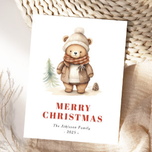 Süßer Brauner Bär Frohe Weihnachten Feiertags-Post