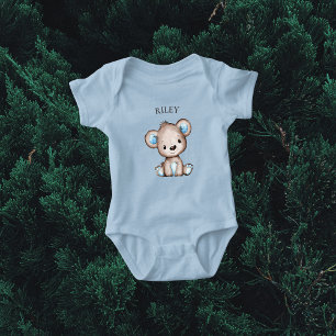 Süßer brauner Bär monogrammiert Baby Strampler