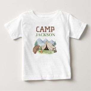 Süßer Brauner Bär Zelt Glücklicher Camper 1. Gebur Baby T-shirt