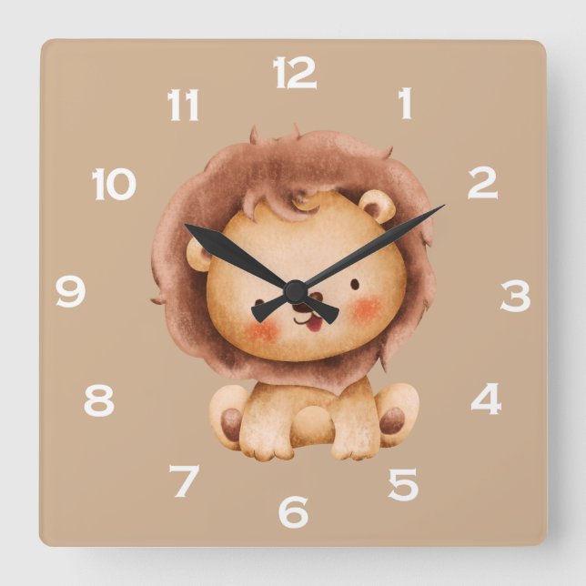 Süßer Brauner Löwe  Quadratische Wanduhr (Vorderseite)