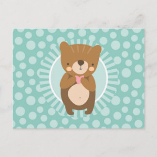 Süßer brauner Teddybär Herz Postkarte