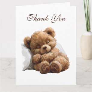 Süßer brauner Teddybär schlafendes Baby Dankeskarte