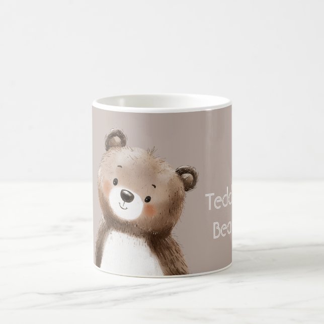 Süßer brauner weißer Teddybär Kaffeetasse (Mittel)