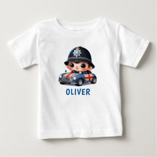 Süßer britischer Polizeijunge fährt Baby T-shirt