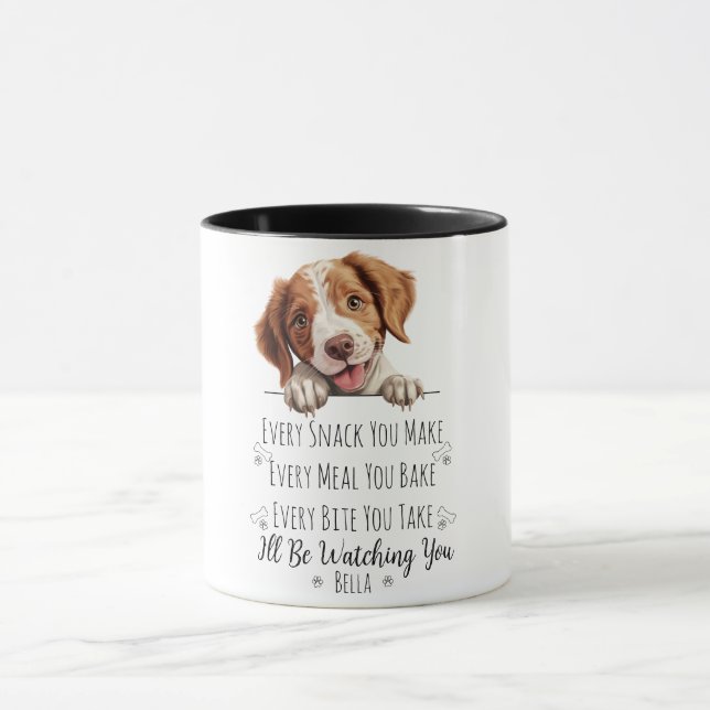 Süßer Brittany Spaniel Hund Lustig Custom Tasse (Zentrum)