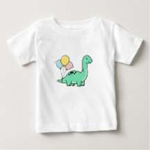 Süßer Bronto hält Luftballons zum Kindergeburtstag