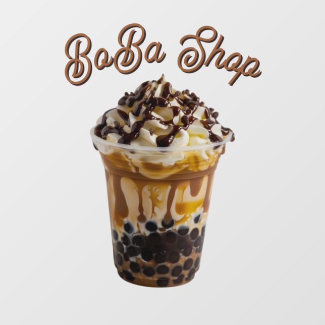 Süßer Bubble Tea, Boba-Tee Fensteraufkleber (Blatt)
