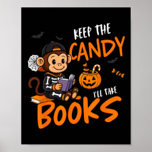 Süßer Buchleser Halloween-Lesebuchwurm Jungen G Poster