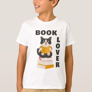 Süßer Buchliebhaber Zurück zur Schule Cartoon-Katz T-Shirt