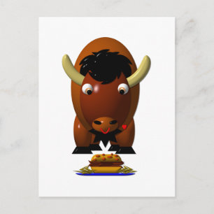 Süßer Büffel mit Beef on Weck und Buffalo Wings Postkarte