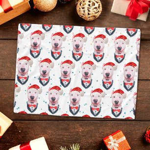 Süßer Bull Terrier Hund Weihnachtsmuster Fleecedecke