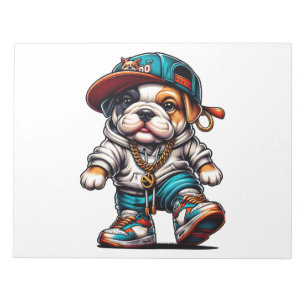 Süßer Bulldog-Welpe Streetwear personalisiert Notizblock