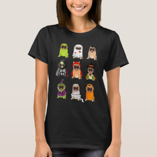 Süßer Bulldogge Frohes Halloween Mops Hunde T-Shirt