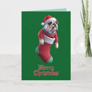 Süßer Bulldoggen-Weihnachten Feiertagskarte