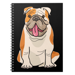 Süßer Bulldoggen-Welpe Cartoon Hundemama Englische Notizblock