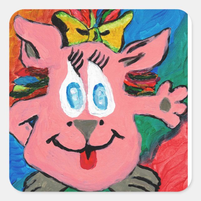 Süßer bunter Charakter-Sticker Quadratischer Aufkleber (Vorderseite)