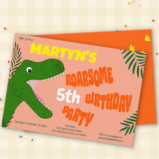 Süßer bunter Dinosaurier 5./Jeder Alter Geburtstag Einladung