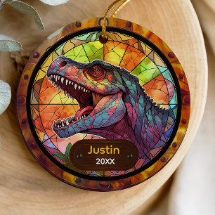 Süßer bunter falscher Glasmalerei-Dinosaurier Keramik Ornament