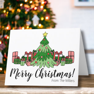 Süßer Bunter Fröhlicher Weihnachtsbaum Feiertagskarte