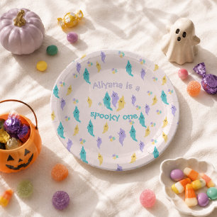 Süßer bunter Halloween-Geist Geburtstag Pappteller