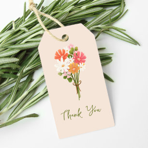Süßer bunter moderner Blumenstrauß Dankeschön Geschenkanhänger