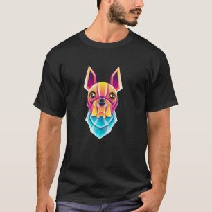 Süßer Bunter Polygon Hund Kopf T-Shirt