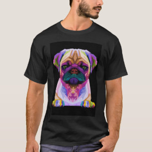 Süßer Bunter Retro-Pop-Art-Mops T-Shirt