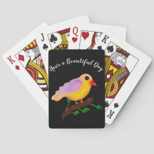 Süßer bunter Vogel auf einem Ast Handgezeichnete Spielkarten