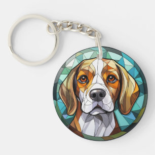 Süßer Buntglas-Beagle-Hound-Hund Schlüsselanhänger