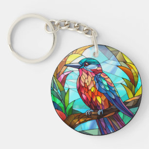 Süßer Buntglas-Eisvogel Schlüsselanhänger