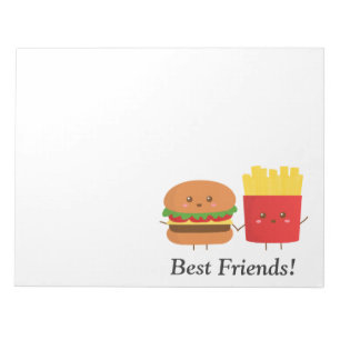 Süßer Burger und Pommes, beste Freunde Notizblock