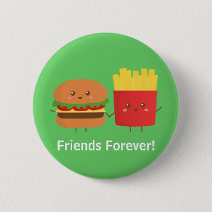 Süßer Burger und Pommes Frites Freunde für immer Button