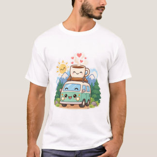 Süßer Camper Van Kaffeebecher Mountain Roadtrip T-Shirt