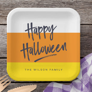 Süßer Candy Corn Frohes Halloween Pappteller