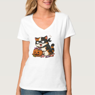 Süßer Candy-Dieb Calico-Katze T-Shirt