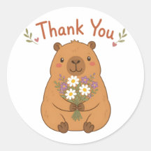Süßer Capybara-Danke-Wildblumen-Aufkleber