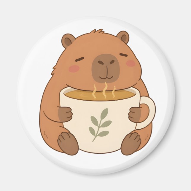 Süßer Capybara-Kaffee-Tassen-Magnet Magnet (Vorne)