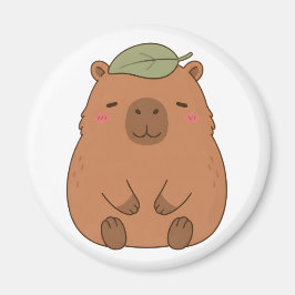 Süßer Capybara-Magnet mit grünem Blatt auf dem Kop Magnet